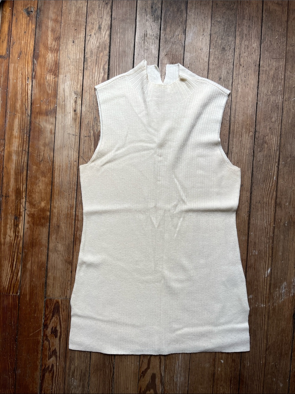 Calvin Klein Cream Ribbed Sweater Tank/Tunic